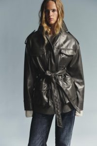 کت زنانه چرم مصنوعی با جیب زارا – ZARA
