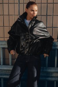 کت زنانه چرم مصنوعی با فرم حجمی زارا – ZARA