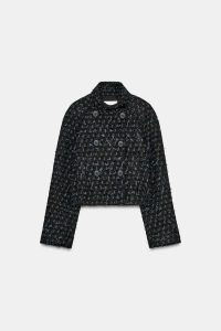 کت زنانه کراس‌اور بافت‌دار نخ متالیک زارا – ZARA