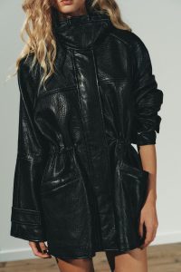 کت زنانه ۱۰۰٪ چرم با کمر قابل تنظیم زارا – ZARA