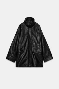 کت زنانه ۱۰۰٪ چرم با کمر قابل تنظیم زارا – ZARA