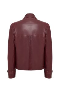 کت زنانه Paloma چرم بوردو بایکر کوتاه اورسایز دری مد