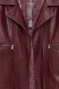 کت زنانه Paloma چرم بوردو بایکر کوتاه اورسایز دری مد