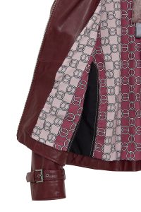 کت زنانه Paloma چرم بوردو بایکر کوتاه اورسایز دری مد