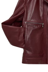 کت زنانه Paloma چرم بوردو بایکر کوتاه اورسایز دری مد
