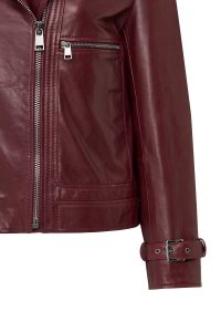 کت زنانه Paloma چرم بوردو بایکر کوتاه اورسایز دری مد