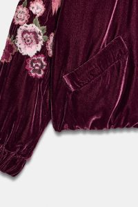 کت پافر مخمل زنانه گلدوزی‌شده زارا – ZARA