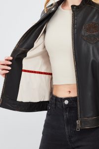 کت چرم اسپرت  برنزی زنانه تامپا دری مد