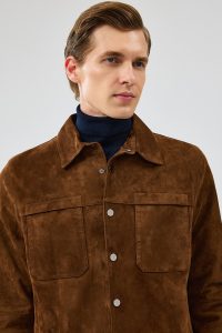 کت چرم جیر قهوه ای انزو مردانه دری مد