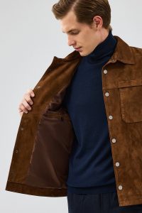 کت چرم جیر قهوه ای انزو مردانه دری مد