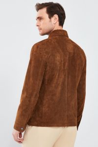 کت چرم جیر قهوه ای مردانه Gavi دری مد