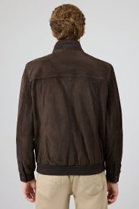 کت چرم جیر یقه قهوه ای مردانه Marcelo دری مد