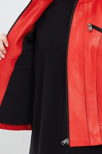 کت چرم قرمز زنانه لیندا دری مد