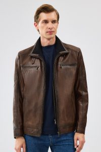 کت چرم قهوه ای مردانه Mateo دری مد