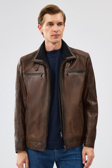 کت چرم قهوه ای مردانه Mateo دری مد