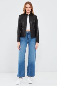 کت چرم مشکی زنانه جولای دری مد