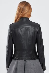 کت چرم مشکی زنانه ویکی دری مد