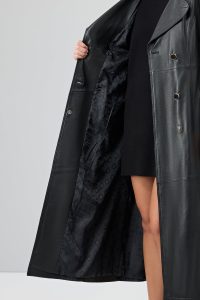 کت چرم مشکی کمربند مشکی زنانه Jenny -X دری مد