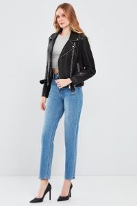 کت چرم موتورسواری مشکی زنانه فرشته دری مد