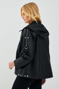 کت چرم کلاهدار مشکی زنانه جودیت دری مد