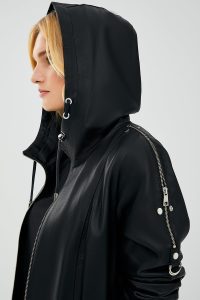 کت چرم کلاهدار مشکی زنانه جودیت دری مد