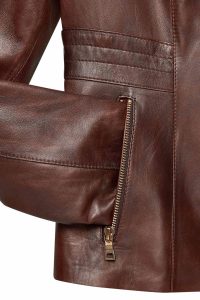 کت چرم کوتاه قهوه ای زنانه لیدیا دری مد