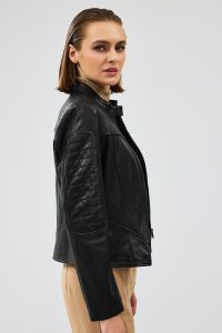 کت چرم کوتاه مشکی زنانه تانیا دری مد