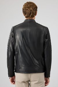 کت چرم یقه استند مشکی مردانه مورانت دری مد