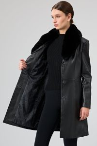 کت چرمی بلند خز مشکی زنانه کریستینا دری مد