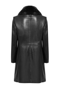 کت چرمی بلند خز مشکی زنانه کریستینا دری مد