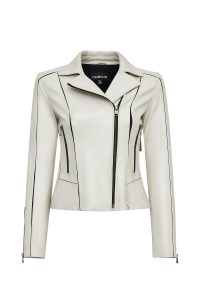 کت چرمی زنانه بژ بایکر جذب Kiara دری مد