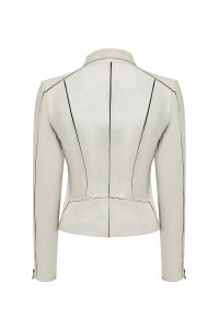 کت چرمی زنانه بژ بایکر جذب Kiara دری مد