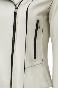 کت چرمی زنانه بژ بایکر جذب Kiara دری مد