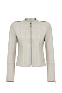 کت چرمی زنانه بژ کوتاه جذب Cherie دری مد