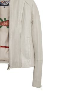 کت چرمی زنانه بژ کوتاه جذب Cherie دری مد