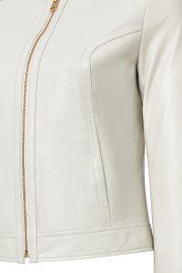 کت چرمی زنانه بژ کوتاه Zoey دری مد