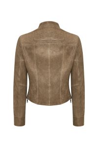 کت چرمی زنانه خاکستری روشن کوتاه Brazil دری مد