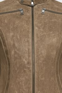 کت چرمی زنانه خاکستری روشن کوتاه Brazil دری مد