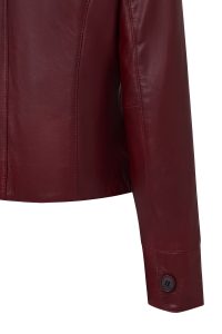 کت چرمی زنانه زرشکی کوتاه یقه پیراهنی Beatrix دری مد