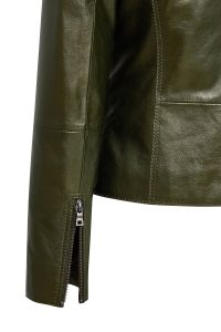 کت چرمی زنانه سبز یقه برگردان Amy دری مد