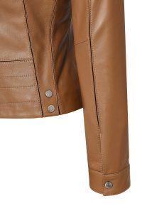 کت چرمی زنانه شتری کوتاه Linda دری مد