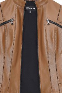 کت چرمی زنانه شتری کوتاه Linda دری مد