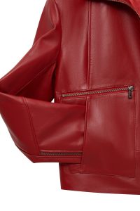 کت چرمی زنانه قرمز اورسایز یقه برگردان Dolores دری مد