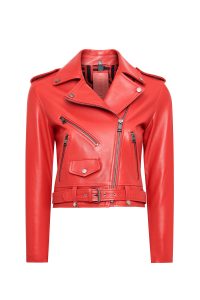 کت چرمی زنانه قرمز بایکر جذب Newage دری مد
