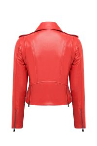 کت چرمی زنانه قرمز بایکر جذب Newage دری مد