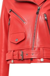 کت چرمی زنانه قرمز بایکر جذب Newage دری مد