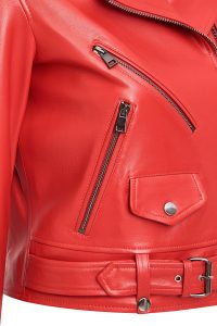 کت چرمی زنانه قرمز بایکر جذب Newage دری مد