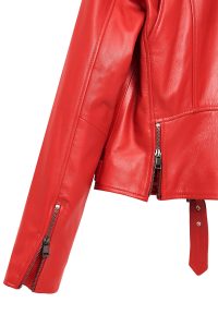 کت چرمی زنانه قرمز بایکر جذب Newage دری مد