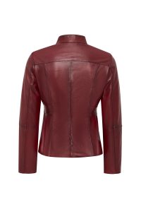 کت چرمی زنانه قرمز کوتاه ساده Lydia دری مد