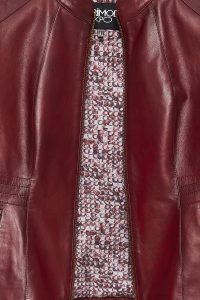 کت چرمی زنانه قرمز کوتاه ساده Lydia دری مد